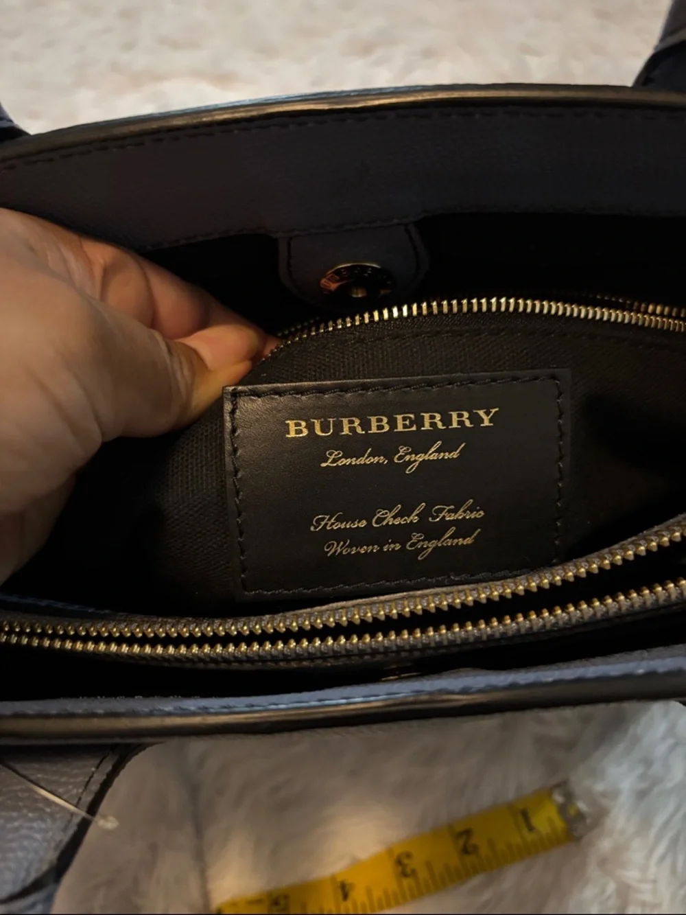 Burberry Navy Blue Leather Top-Handle Satchel - Picture 15 of 16